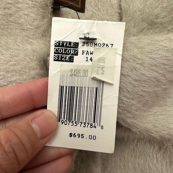 Cole Haan Luxury Suri Alpaca & Wool Blend‎ Gray Pea Coat Sz 14 Hidden Button NEW - Picture 12 of 13